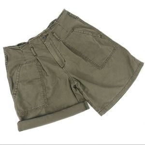 RL Denim & Supply High “Paper Bag” Waist Shorts SZ 27 Fatigue Green